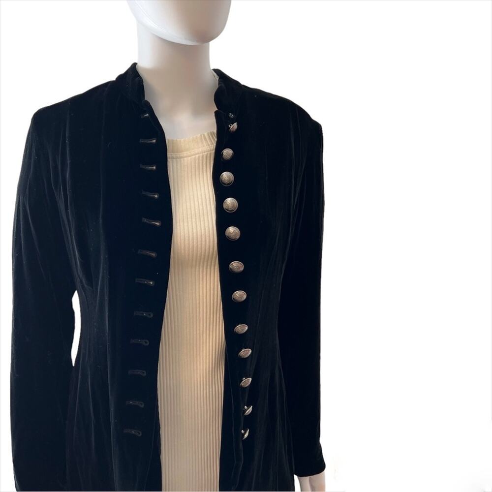 Vintage 90's Steampunk Cambridge Dry Goods Co. Black Velvet Jacket Blazer NWT - Picture 2 of 8